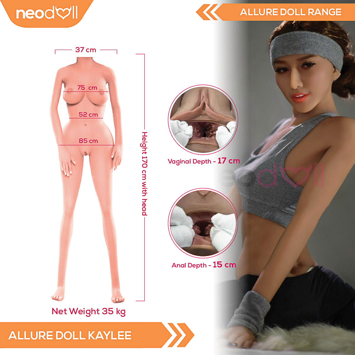 Neodoll Allure Kaylee - Poupée de Sexe Réaliste - 170cm - Bronzer