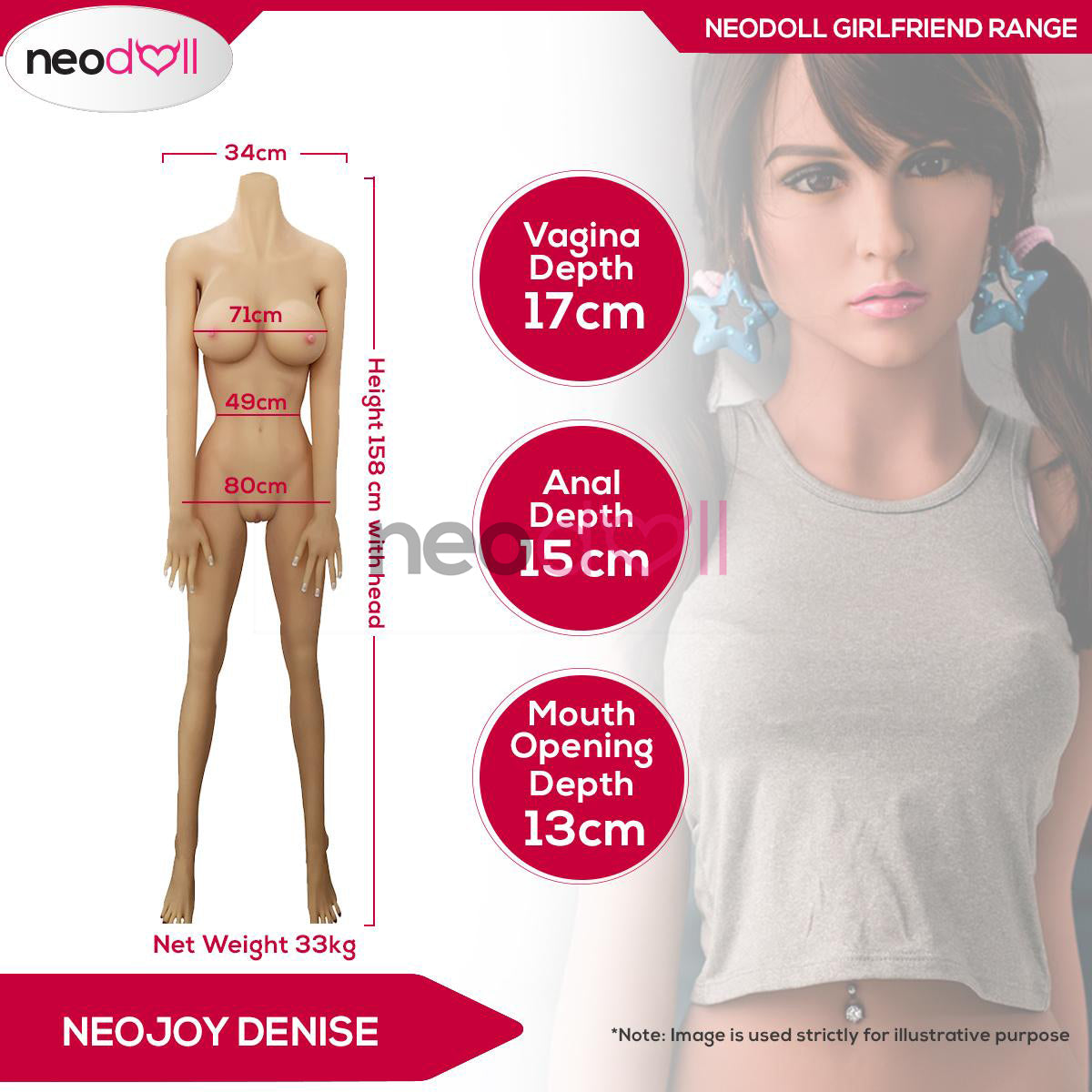 Neodoll Girlfriend Denise - Poupée de Sexe Réaliste - 158cm - Bronzer
