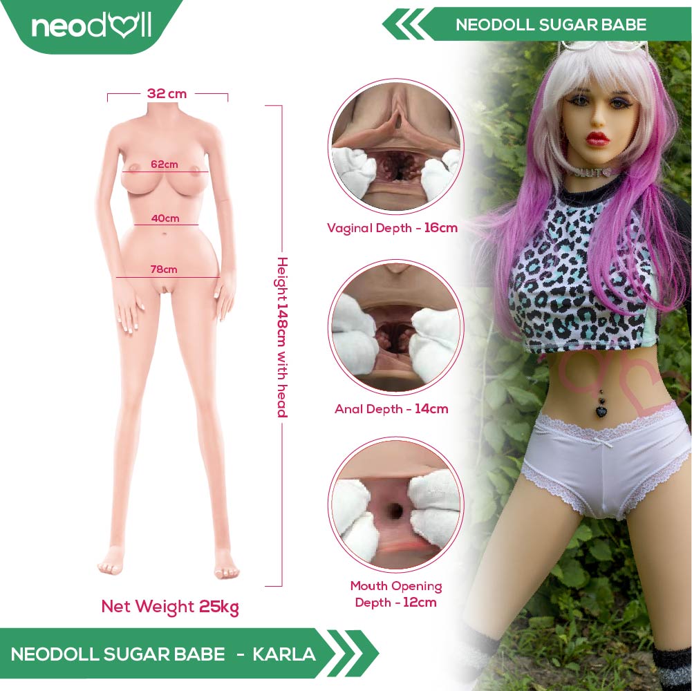 Neodoll Sugar Babe - Karla - Poupée de Sexe Réaliste - 148cm - Gel Sein - Utérus - Naturel
