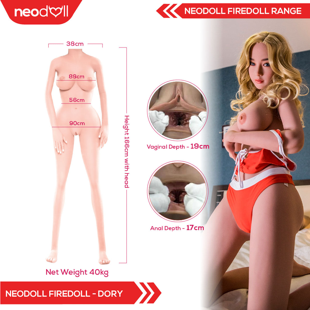 Fire Doll - Dory - Poupée de Sexe Réaliste - 166cm - Gel Sein - Bronzage Léger