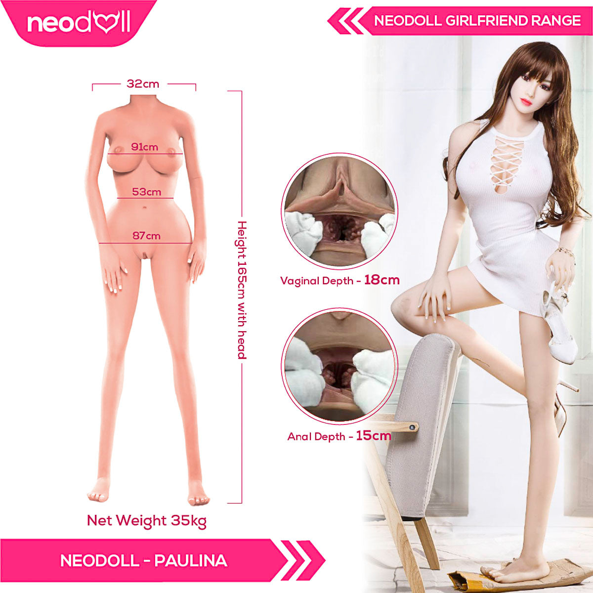 Neodoll Girlfriend Lorelai - Poupée de Sexe Réaliste - 165cm - Naturel