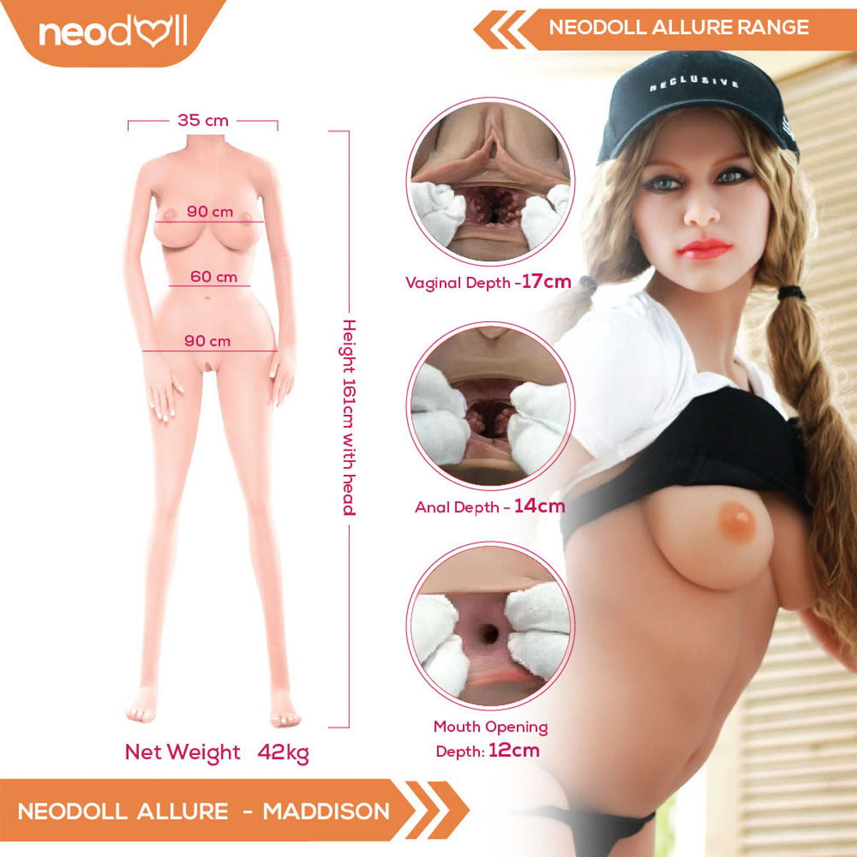 Neodoll Allure Maddison - Poupée de Sexe Réaliste - 161cm - Bronzer