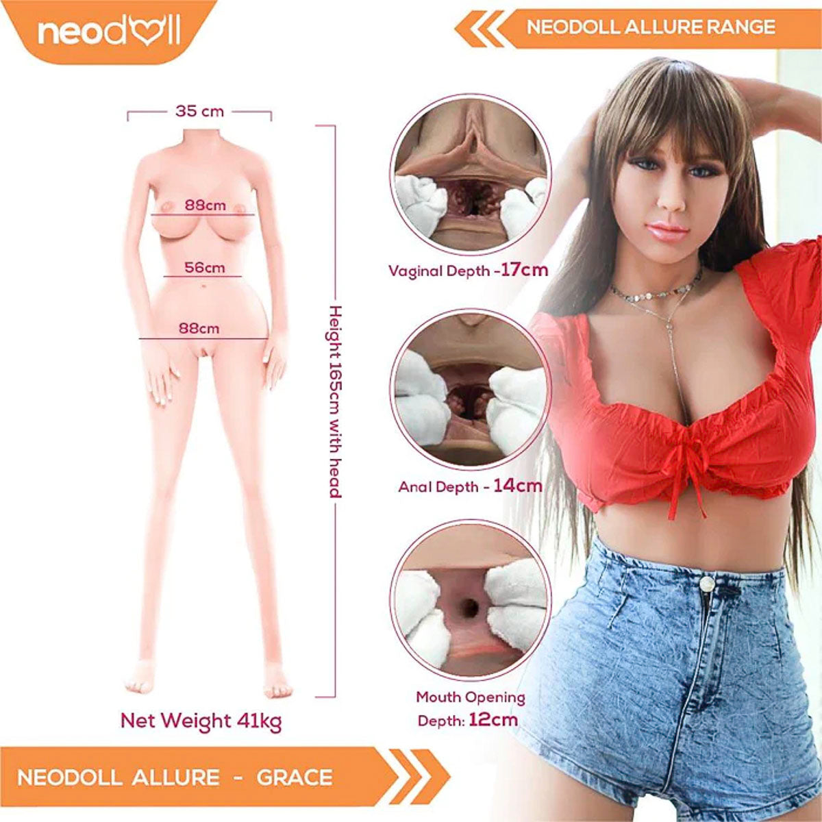 Neodoll Allure Grace - Poupée de Sexe Réaliste - 165cm - Naturel