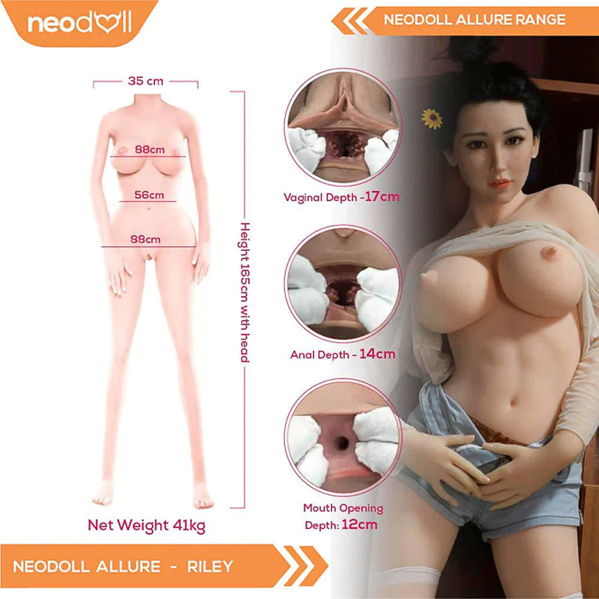 Neodoll Allure Riley - Poupée de Sexe Réaliste - 165cm - Naturel