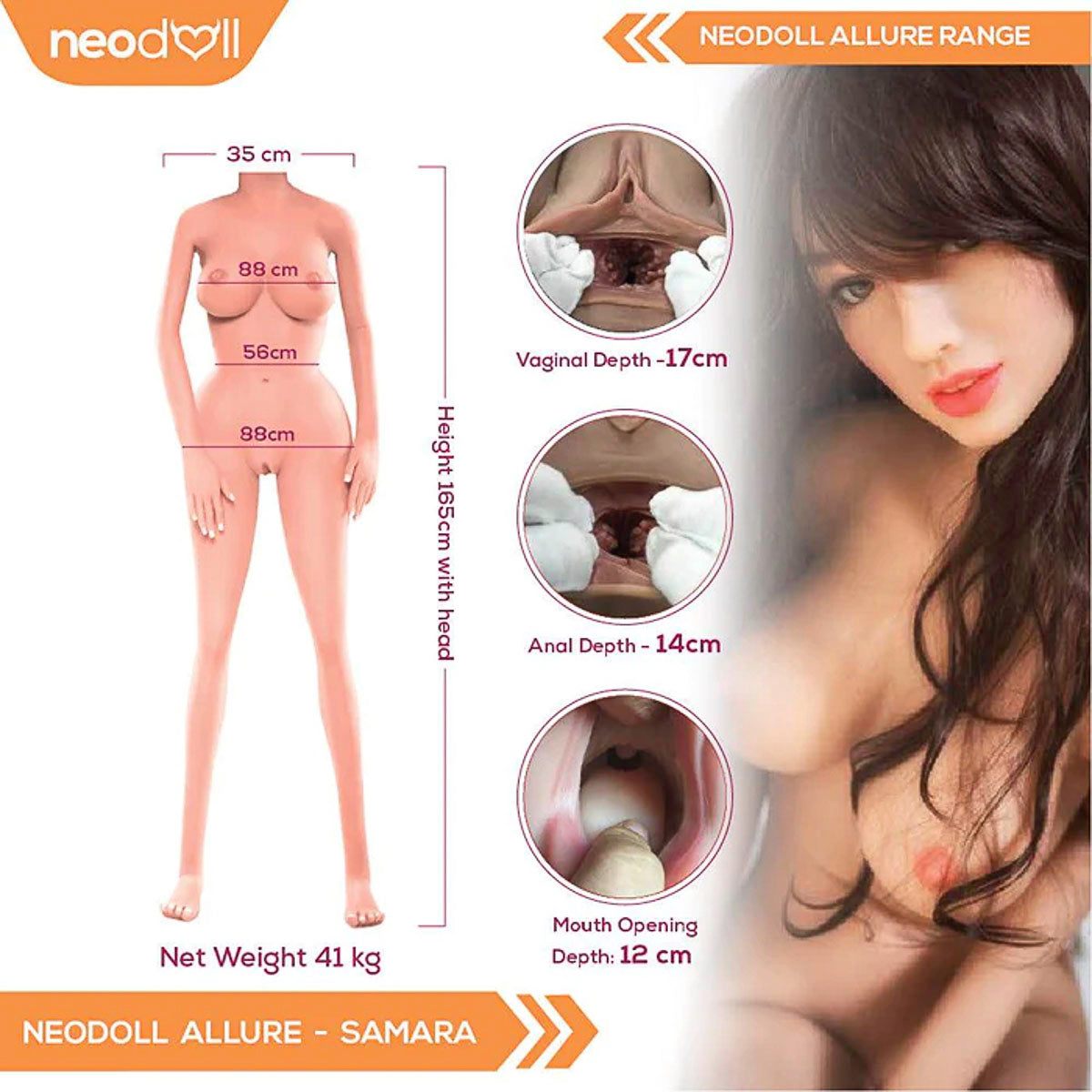 Neodoll Allure Samara - Poupée de Sexe Réaliste - 165cm - Bronzer