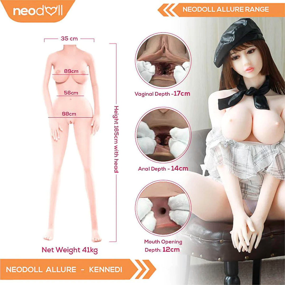 Neodoll Allure Kennedi - Poupée de Sexe Réaliste - 165cm - Naturel