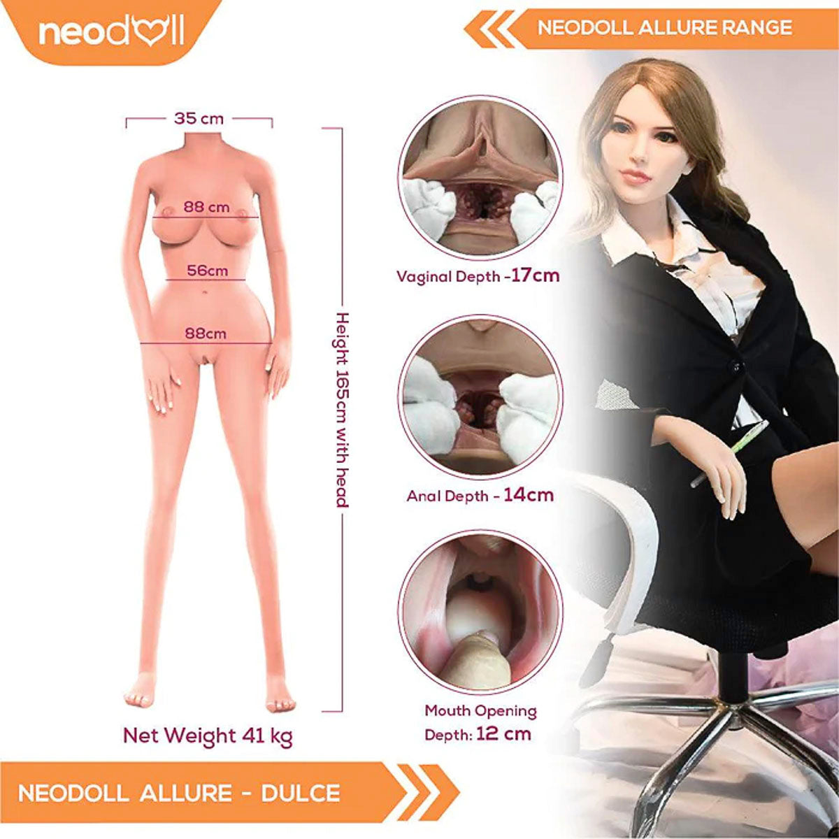 Neodoll Allure Dulce - Poupée de Sexe Réaliste - 165cm - Bronzer