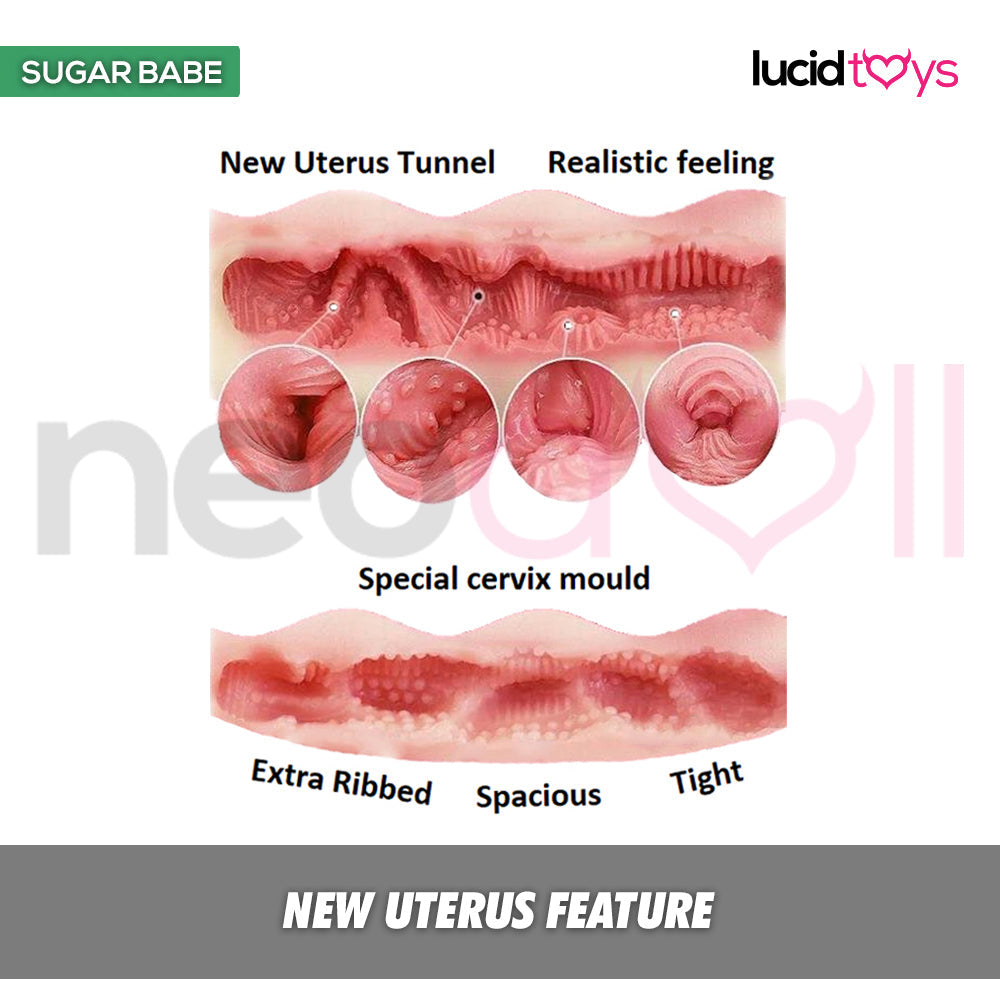 Neodoll Sugar babe - Mala v2 - Poupée de Sexe Réaliste - Gel Sein - Utérus - 158cm - Naturel